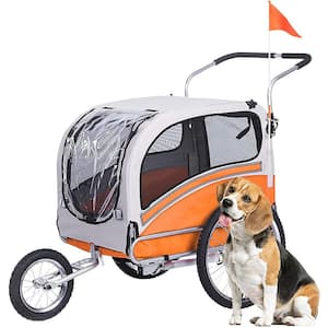 Orange Pet Bicycle Trailer and Jogger Travel Carrier Suitable for Small and Medium Dogs Folding Storage