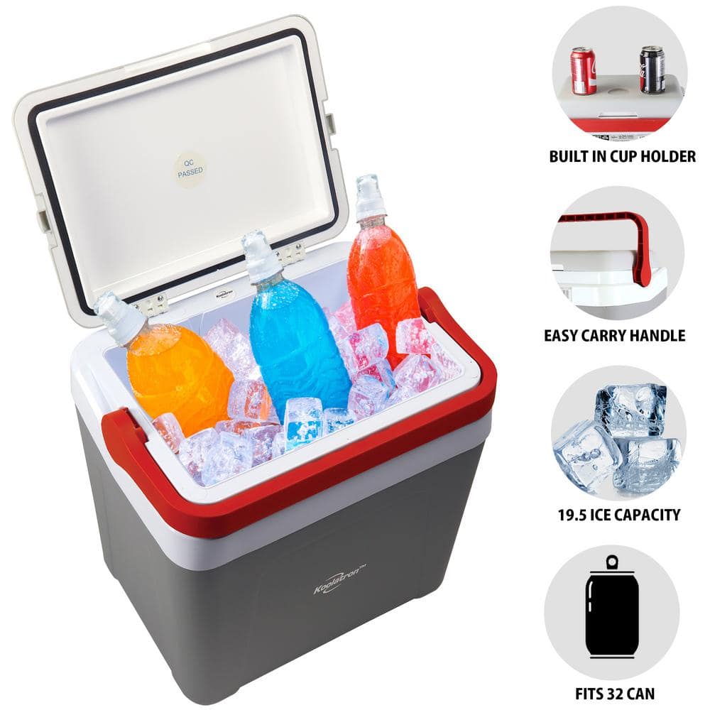 Gray Electric Insulated Portable Cooler Bag with Locking Handle