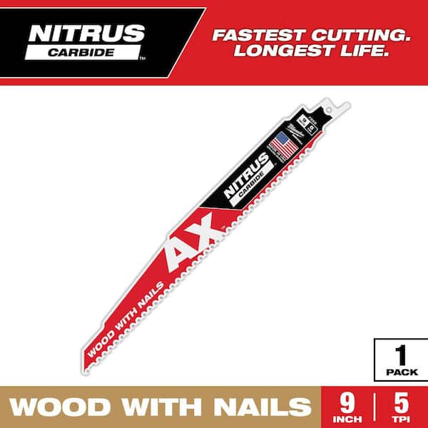 9 in. 5 TPI NITRUS AX Carbide Teeth Demolition Nail-Embedded Wood Cutting SAWZALL Reciprocating Saw Blade
