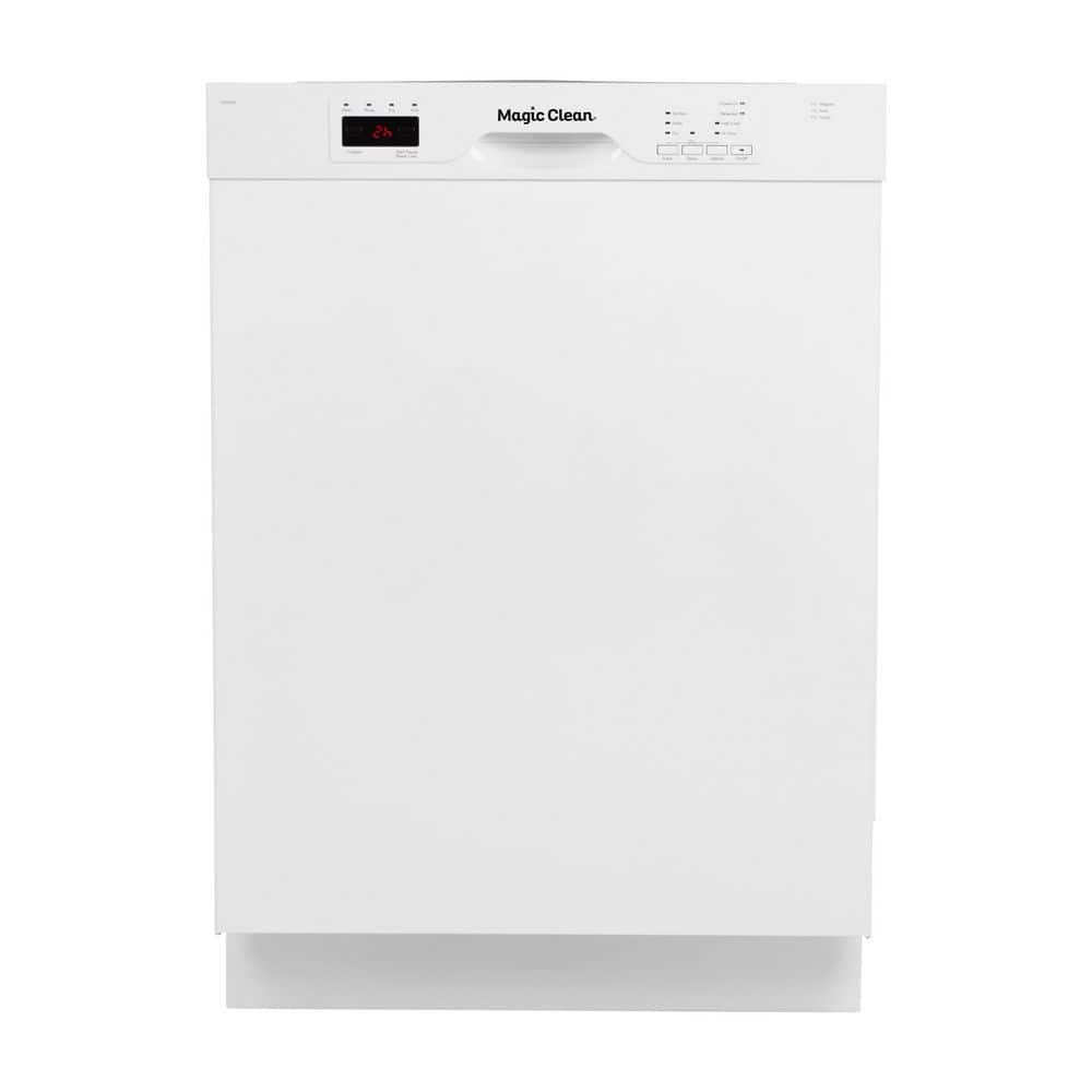 24 in. White Front Control Dishwasher with Stainless Steel Tub