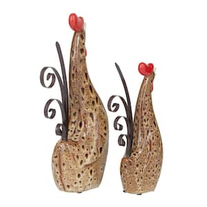 Cream Ceramic Farmhouse Garden Sculpture (Set of 2)