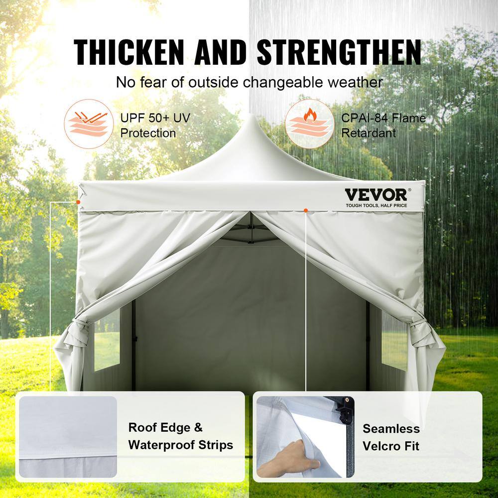 White 10x10ft Pop-Up Canopy Tent with Sidewalls and Bag
