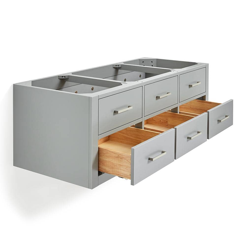 54" Gray Solid Hardwood Wall-Mounted Single Vanity Base