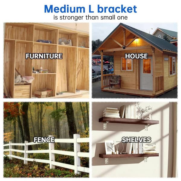 20 PCS L Corner Brace Heavy Duty Shelf Brackets 4 x 3 In L 20 PCS L Corner Brace Heavy Duty Shelf Brackets 4 x 3 In L