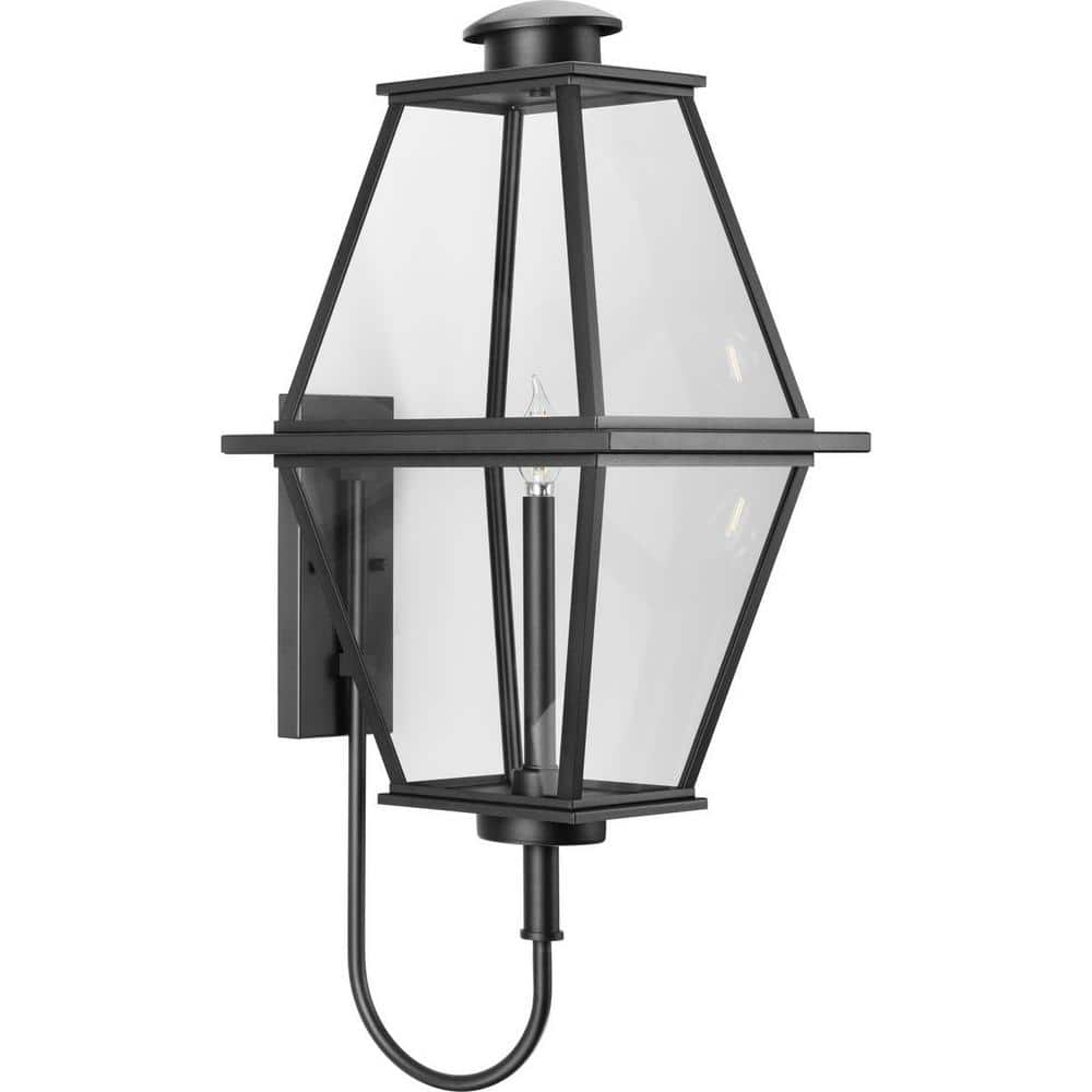 1-Light Textured Black Outdoor Lantern Bradshaw Clear Glass Transitional Large Wall Sconce No Bulbs Included price history on PriceWatchPro