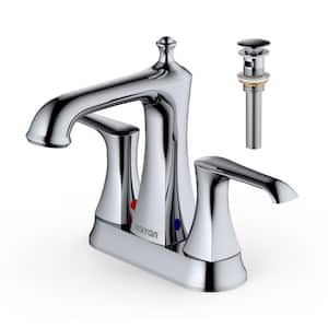 Woodburn 4 in. Centerset 2-Handle Bathroom Faucet with Matching Pop-Up Drain in Chrome