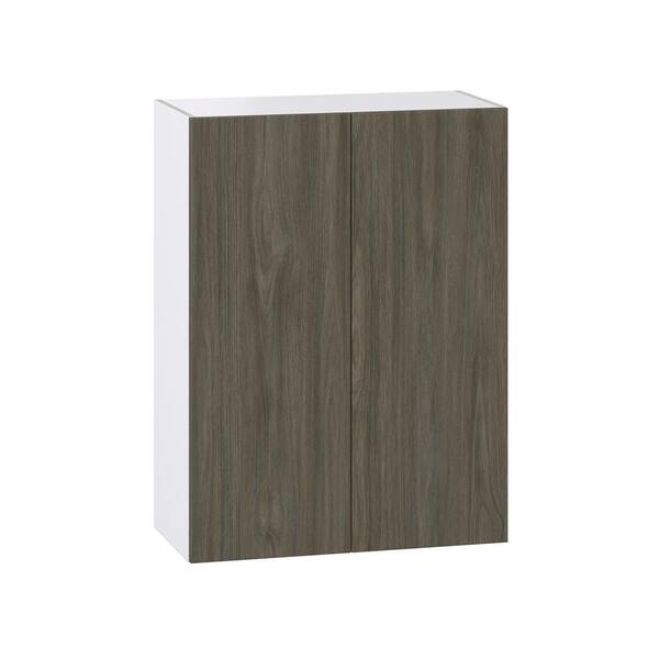 J COLLECTION Medora Textured Slab Walnut Assembled Wall Kitchen Cabinet with 2 Drawers (24 in. W x 40 in. H x 14 in. D)