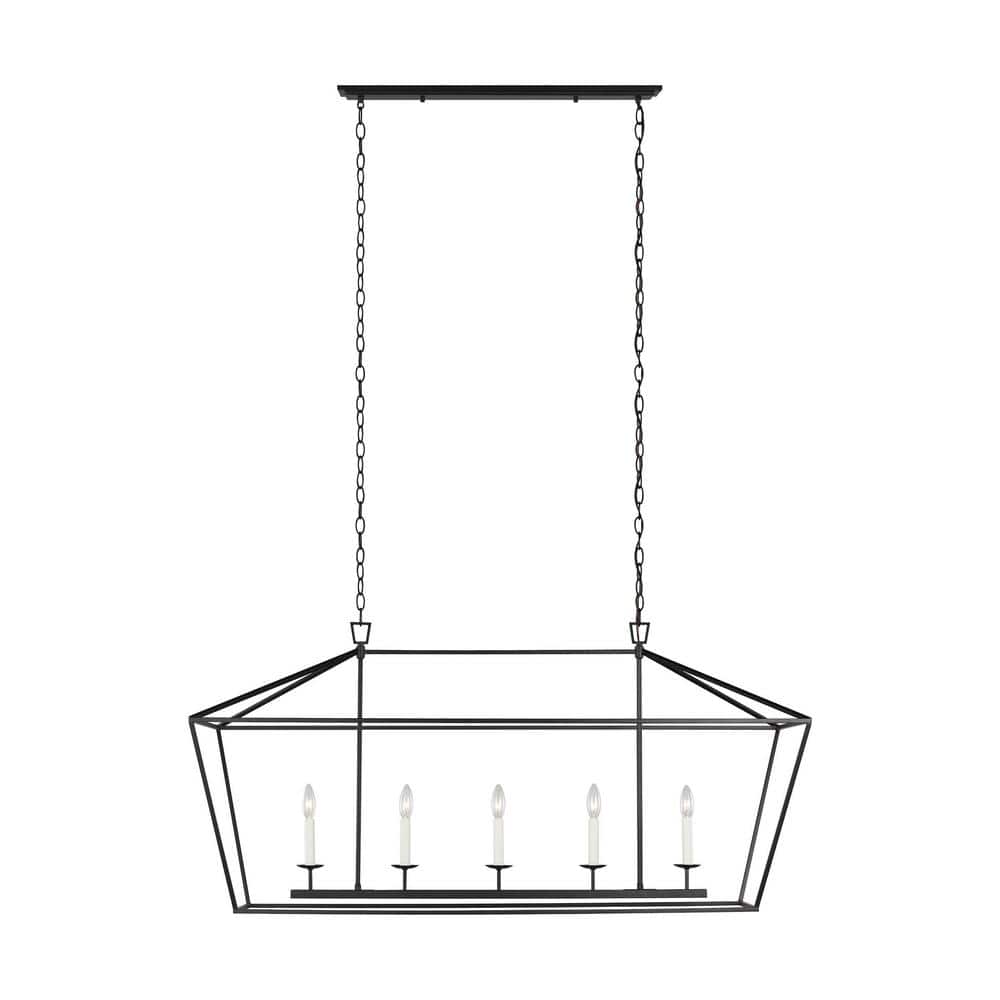 Midnight Black 5-Light Candelabra Cage Chandelier