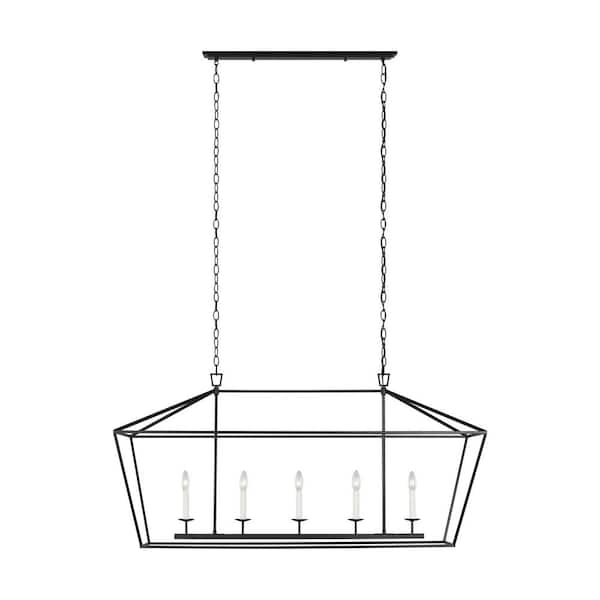 Generation Lighting Dianna 5-Light Midnight Black Industrial Farmhouse Linear Island Hanging Chandelier
