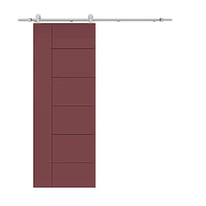 Modern Classic 36 in. x 84 in. Maroon Stained Composite MDF Paneled Sliding Barn Door with Hardware Kit