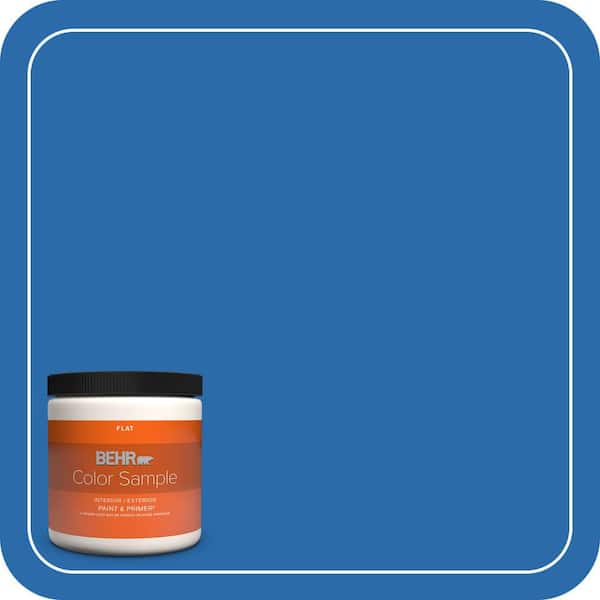 BEHR PREMIUM PLUS 8 oz. #MQ4-24 Electric Blue Flat Interior/Exterior Paint & Primer Color Sample
