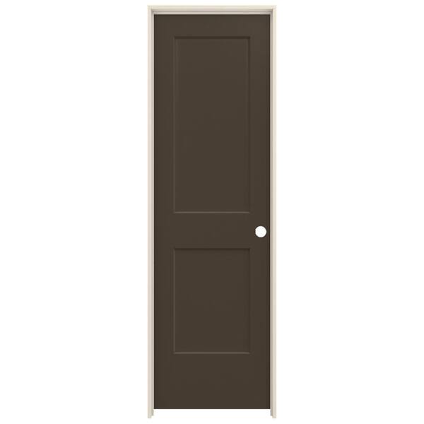 JELD-WEN 24 in. x 80 in. Monroe Dark Chocolate Left-Hand Smooth Solid Core Molded Composite MDF Single Prehung Interior Door