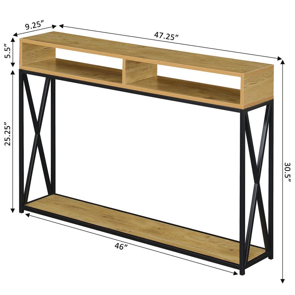 Tucson Deluxe English Oak & Black Metal Console Table with Storage