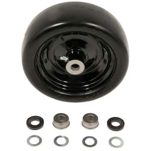 Universal 9 x 3.5 Smooth Tread Black Rim Flat Free Wheel Assembly for Zero-Turn Mowers with 3/4 in. or 5/8 in. Axles