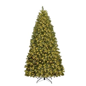 6 ft. Pre-Lit PVC Artificial Christmas Tree Hinged 560 LED Lights Metal Stand