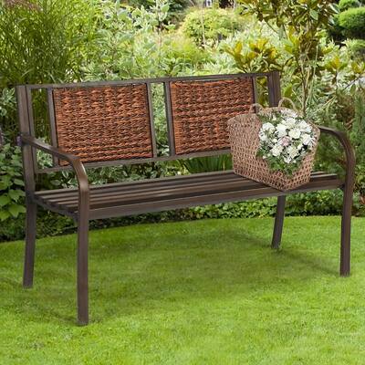Jskjlkl Wood Outdoor Garden Bench with Armrests for Patio Porch Home Garden Parks Backyard 
