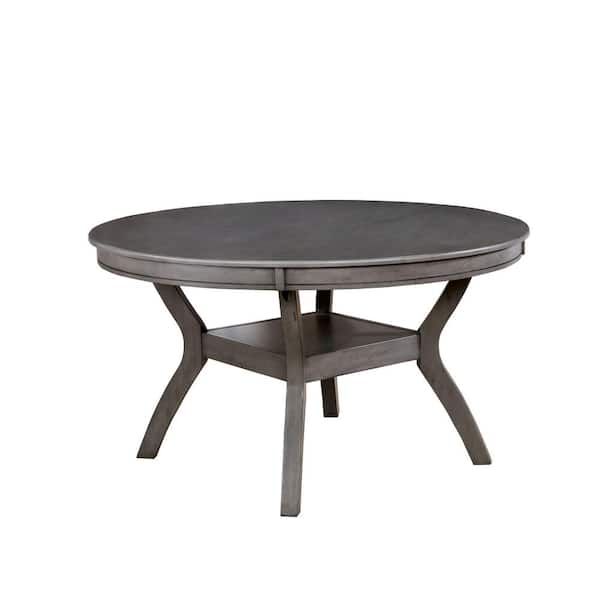 Furniture of America Timona 54 in. Round Gray Wood Top Dining Table (Seats 6)