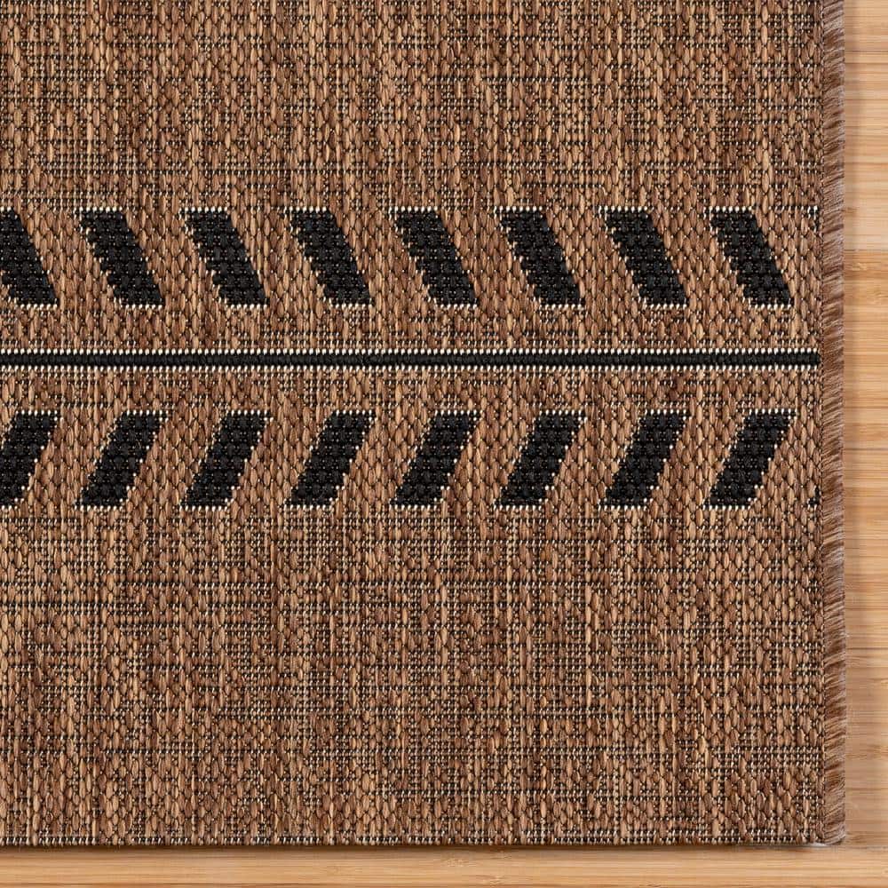 Havana Brown and Black Striped Synthetic Flatweave Runner Rug