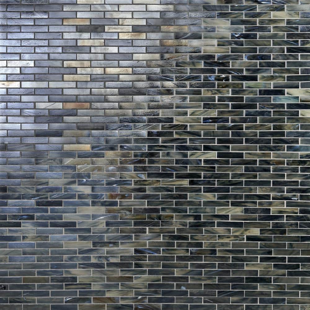 Night Black Polished Glass Mosaic Wall Tile