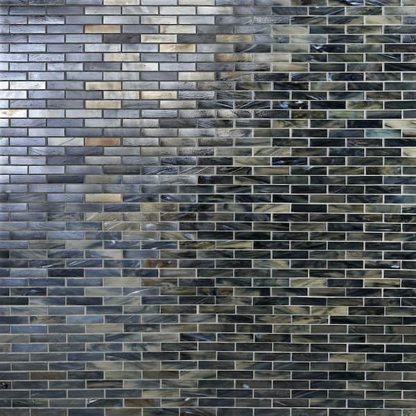 Ivy Hill Tile Amber Night Black 12.59 in. x 12.67 in. Polished Glass Wall Mosaic Tile (1.1 sq. ft./Each)