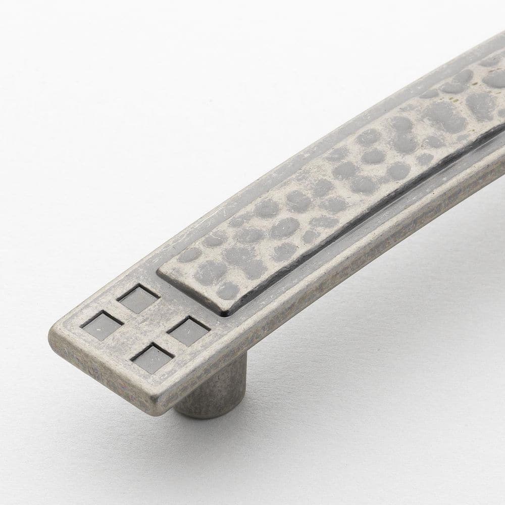Weathered Nickel Hammered Cabinet Pull with Mounting Hardware