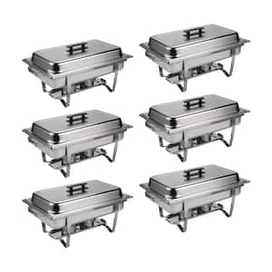 8 qt. Silver Stainless Steel Buffet Catering Chafing Dishes 6 Pcs/Sets
