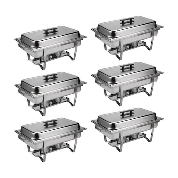 Unbranded 8 qt. Silver Stainless Steel Buffet Catering Chafing Dishes 6 Pcs/Sets