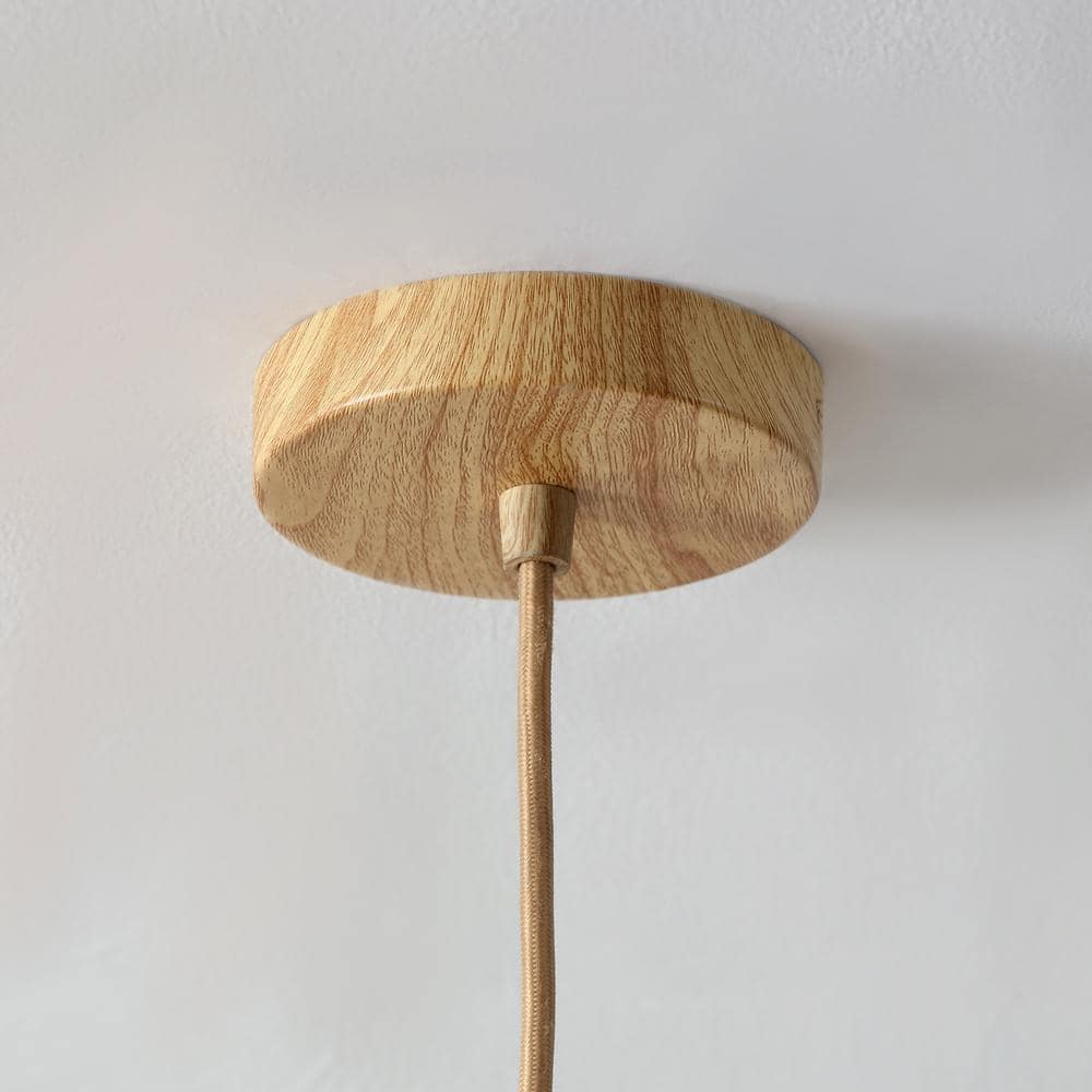 Large Bohemian Bamboo and Silk Pendant Light with Aluminum Body