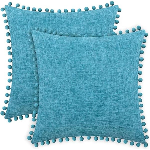 Outdoor Throw Pillow Cases Cozy Solid Dyed Soft Chenille Cushion