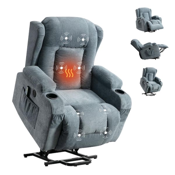Blue Fabric Recliners Power Lift Recliner Chair Recliners for Elderly with USB