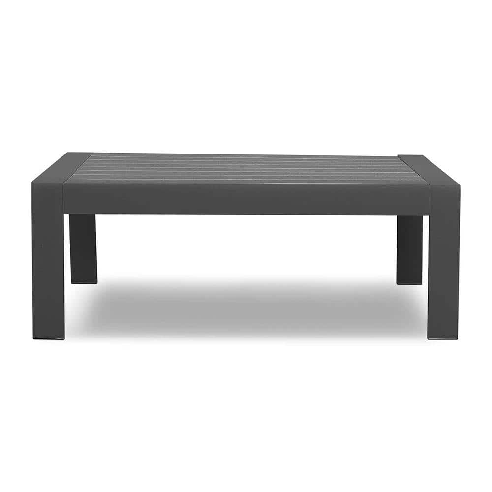 Contemporary Style Dark Gray Rectangle Aluminum Outdoor Coffee Table with F