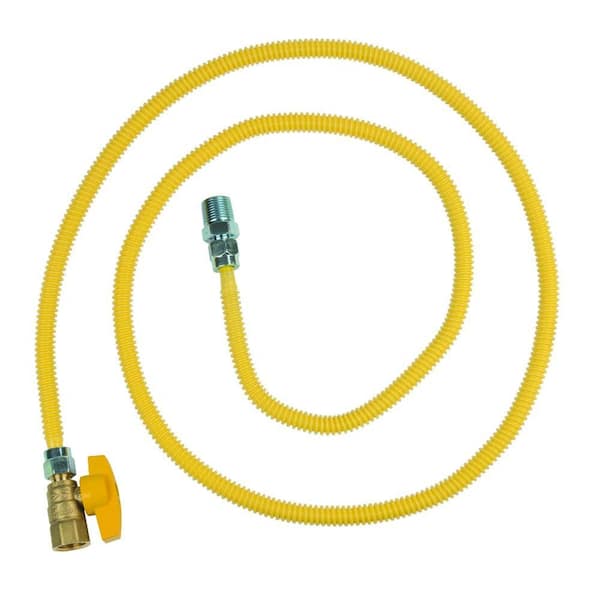 BrassCraft ProCoat 1/2 in. MIP x 1/2 in. FIP Gas Ball Valve x 72 in. Stainless Steel Gas Connector 3/8 in. O.D. (23,100 BTU)