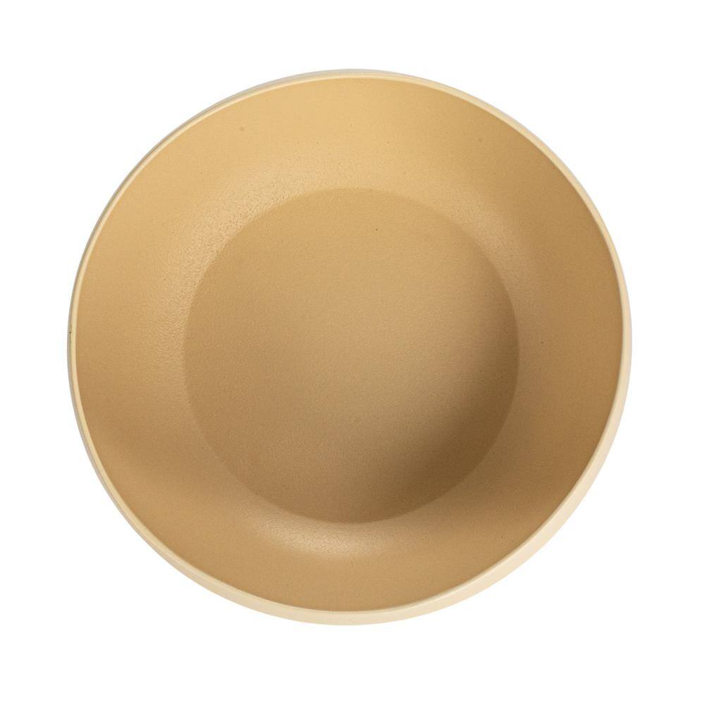 Set of 3 Beige, Ivory, and Mustard Metal Footed Planters