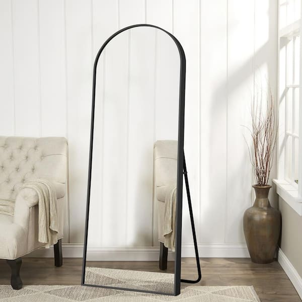 Dovelina 71 in. x 24 in. Modern Full Length Arch Mirror Metal Framed Decorative Mirror in Black