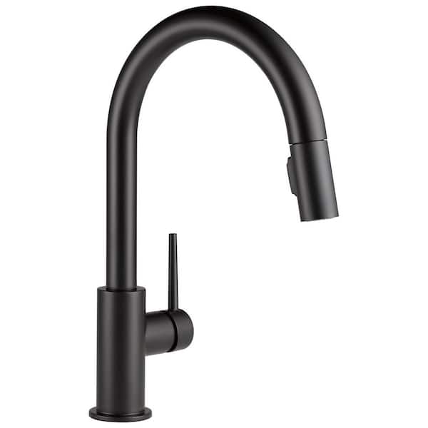 Trinsic 15.69 in. H Pull Down Sprayer Kitchen Faucet with 140° Spout Swivel in Matte Black