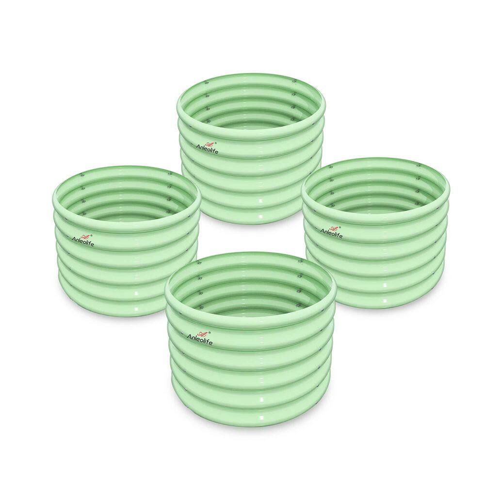 24 in. x 24 in. x 18 in. Metal Round Galvanized Raised Garden Bed for Vegetables & Flowers Outdoor in Mint Green(4-Pack) price history on PriceWatchPro