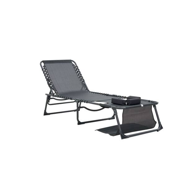Otryad Folding Metal Chaise Lounge Pool Chair (Set of 2), Outdoor Lounge Chair with 4-Position Reclining Back