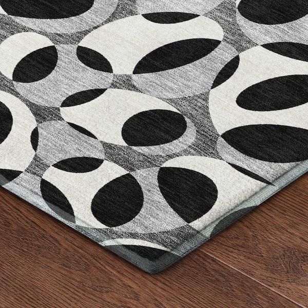 Mayfield Premium Machine Washable Abstract AMF2536 Black 2 ft. x 3 ft. Accent Rug