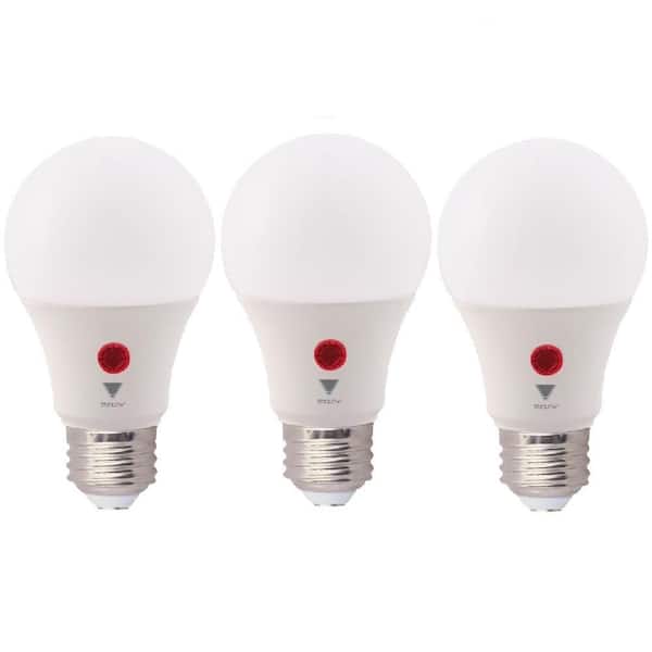 TriGlow 60-Watt Equivalent A19 800 Lumens Dusk To Dawn LED Light Bulb, Soft White 3000K (3-Pack)