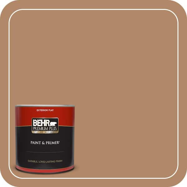 BEHR PREMIUM PLUS 1 qt. #MQ2-02 Syrup Flat Exterior Paint & Primer