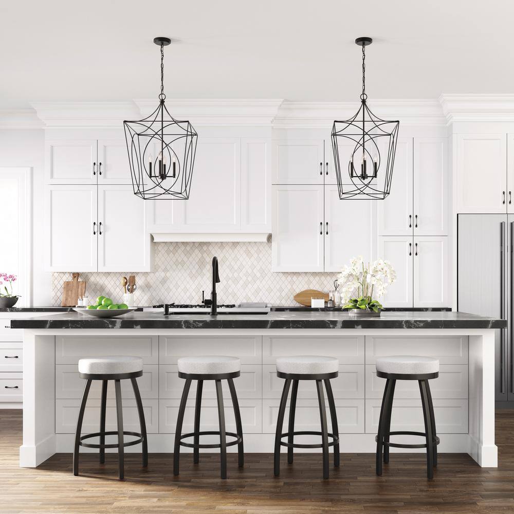 Tracy 18" Matte Black Contemporary Caged Pendant Light