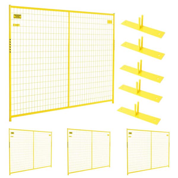 Perimeter Patrol 6 ft. x 29 ft. 4-Panel Yellow Powder-Coated Welded Wire Temporary Fencing
