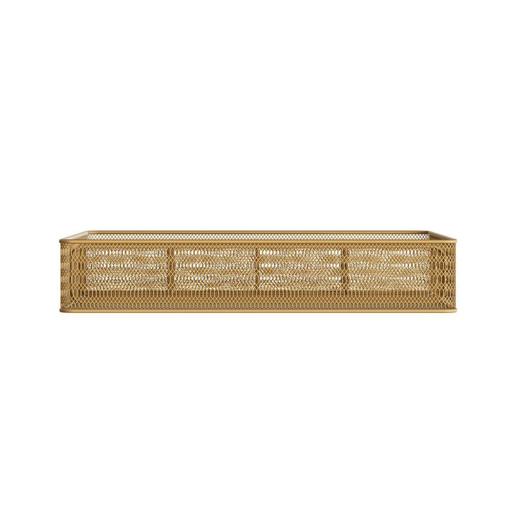 Gold Mesh Metal 6 Compartment Desk Drawer Organizer