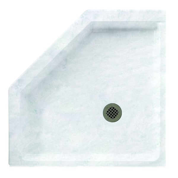Swan Swanstone 36 in. L x 36 in. W Corner Shower Pan Base with Center Drain in Ice