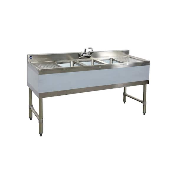 Elite Kitchen Supply 60 in. Freestanding Stainless Steel Commercial NSF 3 Compartments Sink ES3T1013LR with Drainboard 20 Gauge