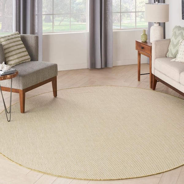 Courtyard Natural 5 ft. Round x 5 ft. All-over design Contemporary Round Area Rug