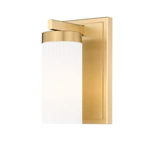 Danica 1-Light Modern Gold Wall Sconce with White Glass Shade