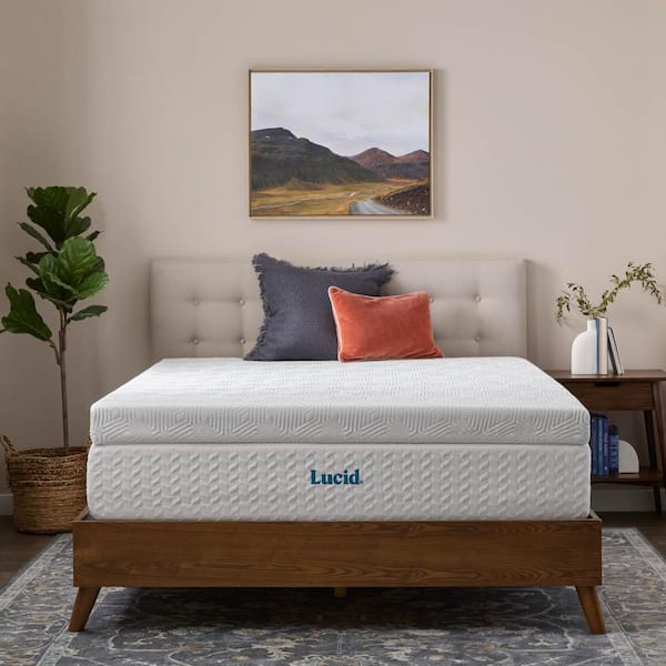 Lucid Comfort Collection 4 in. Full Bamboo Charcoal and Gel Memory Foam Mattress Topper