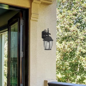 Tiverton 18 in. Black 1-Light Outdoor Line Voltage Wall Sconce with No Bulb Included