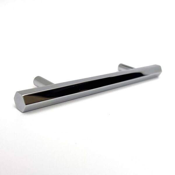 Pyramid Home Decor Brizza 6-5/16 in. (160 mm.) Center-To-Center Solid Satin Brass Hexagon Silver Cabinet Handle Drawer Pull (10-Pack)